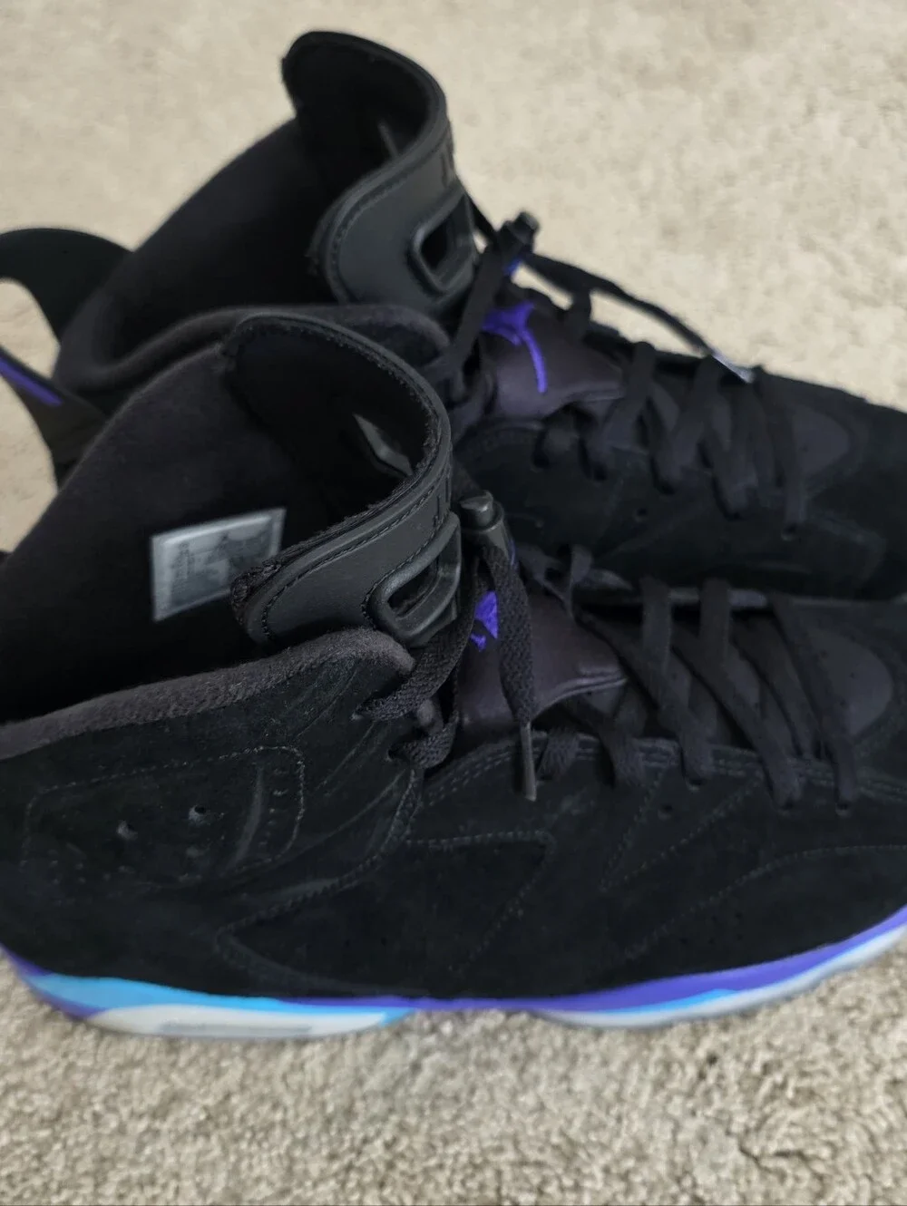 Black Suede High-Top Sneakers with Blue, Purple & Teal Accents